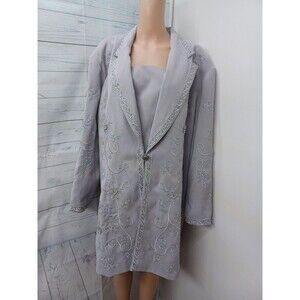 Studio B Woman Gray Embroidered Beaded Blazer Jacket 26W